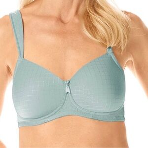NWT Amoena Cara Padded Wire Free Masectotomy Bra size 44A Dark Mint Green